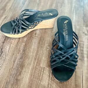 Koolabura by UGG Braided Black/Cork Wedge Sandals Size 10 Women’s